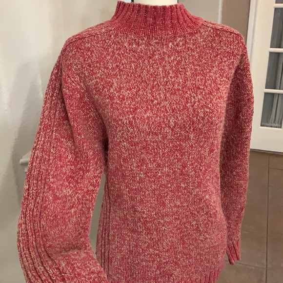 Aigle rare red & tan marled thick knit mock neckline sweater Size L - Picture 6 of 17
